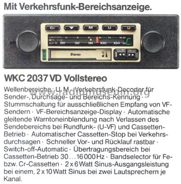 WKC 2037 VD Vollstereo; Grundig Radio- (ID = 2479080) Car Radio