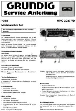 WKC 2037 VD Vollstereo; Grundig Radio- (ID = 2479134) Car Radio