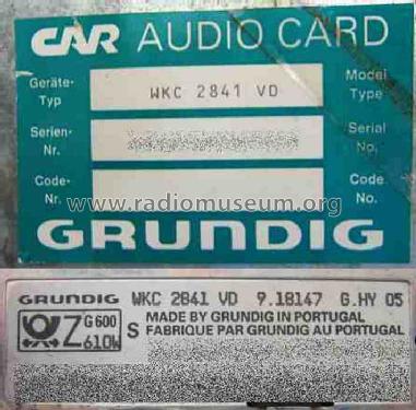 WKC 2841 VD; Grundig Radio- (ID = 1229711) Autoradio