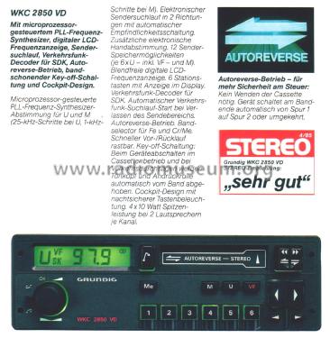 WKC 2850 VD; Grundig Radio- (ID = 2384516) Car Radio