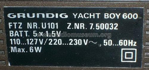 Yacht-Boy 600; Grundig Radio- (ID = 690508) Radio
