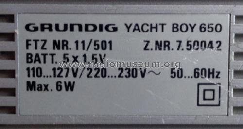 Yacht-Boy 650; Grundig Radio- (ID = 2575172) Radio