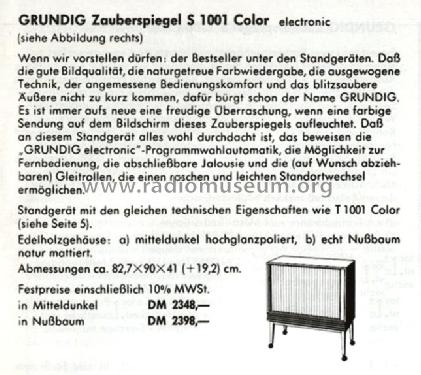 Zauberspiegel Color S 1001; Grundig Radio- (ID = 495544) Télévision
