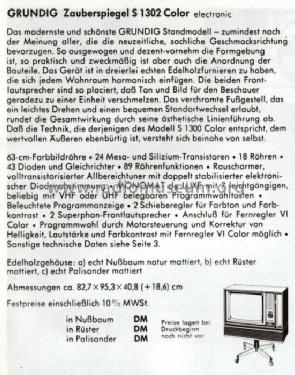 Zauberspiegel Color S 1302; Grundig Radio- (ID = 495553) Television