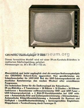 Zauberspiegel T5000; Grundig Radio- (ID = 2138568) Télévision