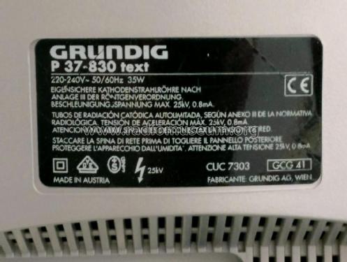 P37-830 text / Ch= CUC7303; Grundig Austria GmbH (ID = 2111268) Televisión