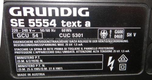 Super Elite SE 5554 text a Ch= CUC5301; Grundig Austria GmbH (ID = 1999687) Televisore