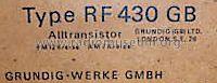 RF 430 GB; Grundig Ltd., London (ID = 602420) Radio