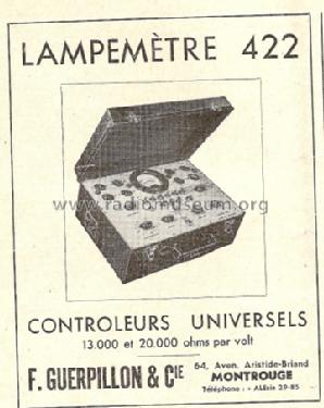 Lampemètre 422; Guerpillon & Cie, F. (ID = 784119) Equipment