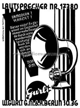 Lautsprecher 17380; Gurlt, W., Telephon- (ID = 3161897) Speaker-P