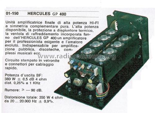 Amplificatore di potenza Bassa Frequenza Hercules GP400; GVH Elettronica; (ID = 2825669) Ampl/Mixer