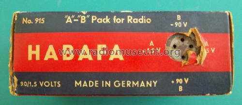 Pack for Radio 'A'-'B' - 90/1,5 Volts 915; Habafa, Hamburg (ID = 1802316) Aliment.