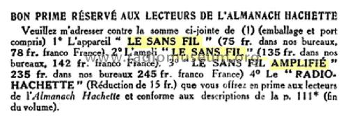 Le Sans Fil Amplifié ; Hachette, Librairie (ID = 1924737) Radio