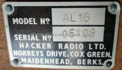 Amplifier Loudspeaker AL16; Hacker Radio Ltd., (ID = 2635217) Ampl/Mixer