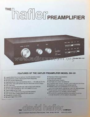 Stereo Preamplifier DH-101; Hafler Co., David; (ID = 2803744) Ampl/Mixer