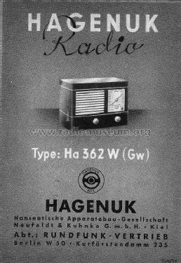 362W; Hagenuk N&K, (ID = 1279476) Radio