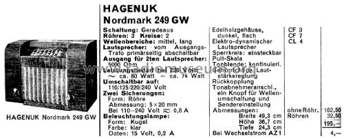 Nordmark 249GW; Hagenuk N&K, (ID = 2805839) Radio