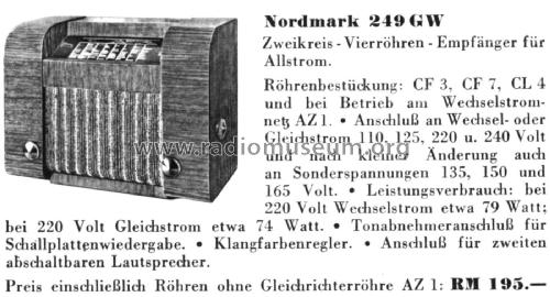 Nordmark 249GW; Hagenuk N&K, (ID = 3026664) Radio