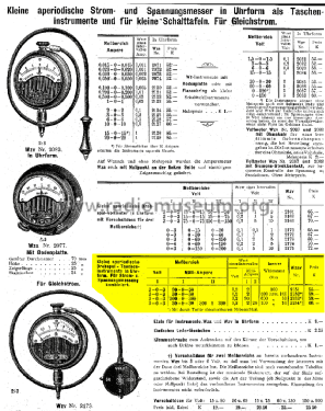 Taschenuhr-Drehspul-Ampere- und Voltmeter Wzav; Hartmann & Braun AG; (ID = 2292474) Equipment