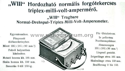 Triplex Milli-Volt-Amperemeter WIII ; Hartmann & Braun AG; (ID = 2263077) Equipment