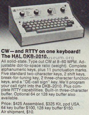 CW/RTTY Keyboard DKB-2010; Hal Communications, (ID = 2062803) Amateur-D