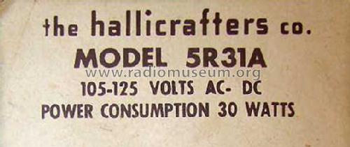 Continental 5R31A; Hallicrafters, The; (ID = 260094) Radio