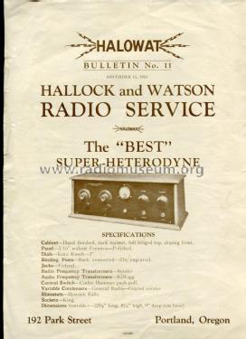 Superhet Porta-pak 8 ; Hallock & Watson (ID = 1994901) Radio