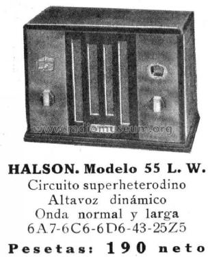 55-LW ; Halson Radio Mfg. Co (ID = 598726) Radio