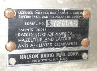 unknown ; Halson Radio Mfg. Co (ID = 997235) Radio