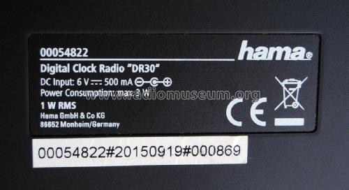 Digital Clock Radio DR30 00054822; Hama GmbH & Co KG, (ID = 2287745) Radio