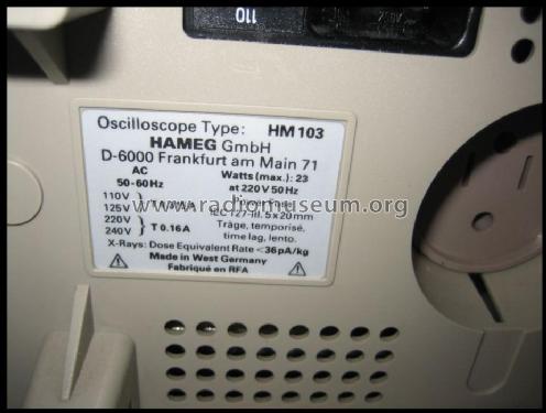 Oscilloscope HM103; HAMEG GmbH, (ID = 569103) Equipment