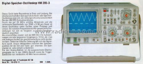 Oscilloscope HM205-3; HAMEG GmbH, (ID = 1702105) Equipment