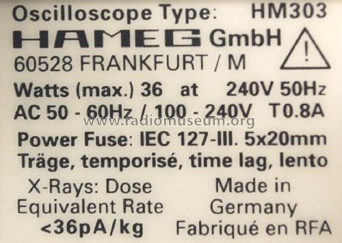 Oscilloscope HM-303; HAMEG GmbH, (ID = 2561027) Equipment