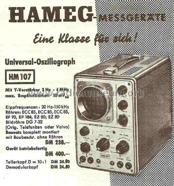 Oszillograph HM107-7/2; HAMEG GmbH, (ID = 740678) Equipment