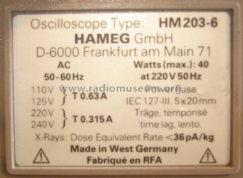 Oszilloskop HM203-6; HAMEG GmbH, (ID = 2100885) Equipment