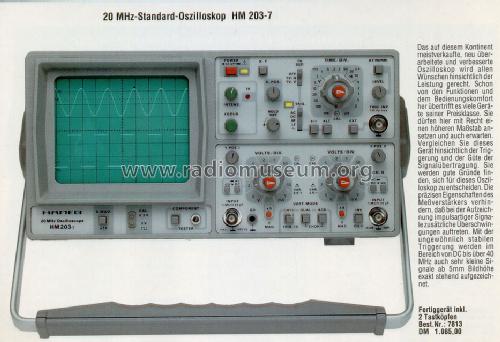 Oszilloskop HM203-7; HAMEG GmbH, (ID = 1702109) Equipment