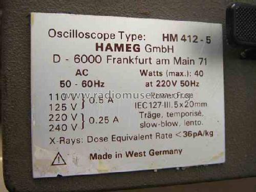Oszilloskop HM412-5; HAMEG GmbH, (ID = 458864) Equipment