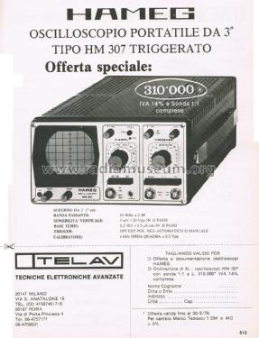 Oscilloscope HM 307; HAMEG GmbH, (ID = 2807360) Equipment