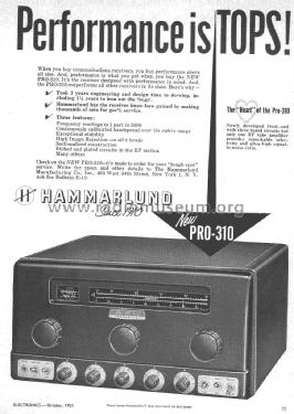 Dual-Conversion Receiver PRO-310; Hammarlund Mfg. Co. (ID = 2221358) Amateur-R