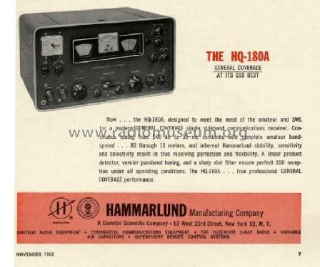 HQ-One Eighty-A HQ-180A; Hammarlund Mfg. Co. (ID = 2652023) Amateur-R