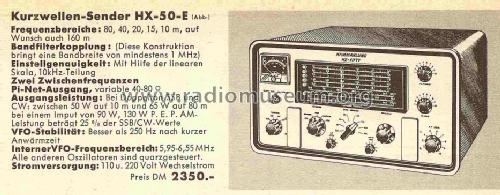 HX-Fifty-Kurzwellen-Sender HX-50-E; Hammarlund Mfg. Co. (ID = 840678) Amateur-T