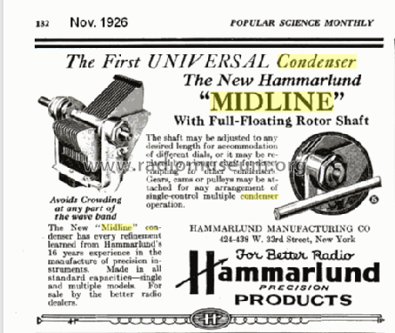 Midline Condenser ; Hammarlund Mfg. Co. (ID = 2151807) Radio part