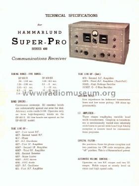 Super Pro SP-400-SX; Hammarlund Mfg. Co. (ID = 287662) Commercial Re