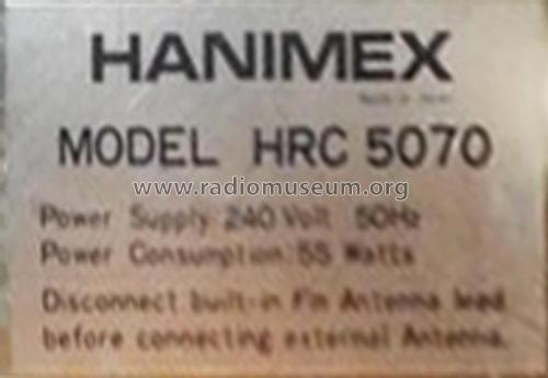 Cassette Radio HRC-5070; Hanimex Pty, Ltd.; (ID = 2833462) Radio