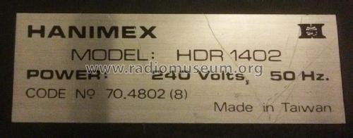 HDR1402; Hanimex Pty, Ltd.; (ID = 2403906) Radio