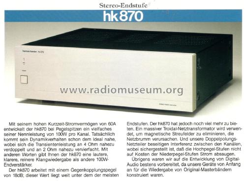 Stereo Power Amplifier HK870; Harman Kardon; New (ID = 2399701) Ampl/Mixer