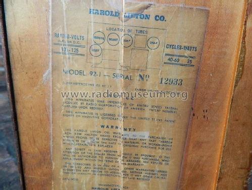 Halton 92-1; Harold Lifton Co. (ID = 1632356) Radio