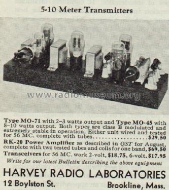 Transmitter MO-71; Harvey Radio Labs., (ID = 2054171) Amateur-T