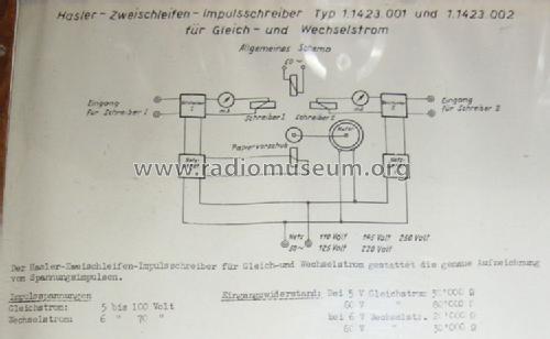 Zweischleifen-Impulsschreiber 1.1423.001; Hasler AG; Bern (ID = 114849) Equipment