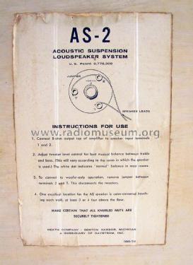 Acoustic Suspension Loudspeaker System AS-2; Heathkit Brand, (ID = 1523009) Parlante